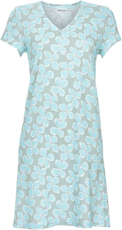 Ringella - Nachthemd - Groen met Blauwe Bloemen