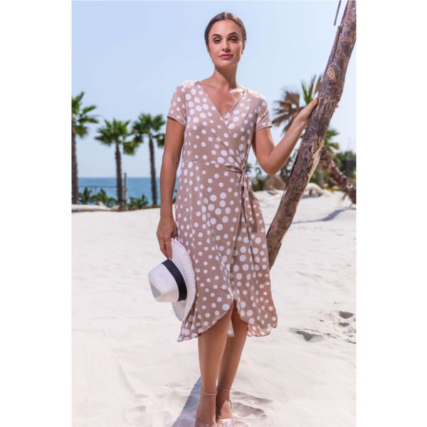 Barandi - Dune zomerkleed dames – jurk in viscose – luchtig &amp; soepel – wikkelstijl – zomerse print – elegant &amp; comfortabel