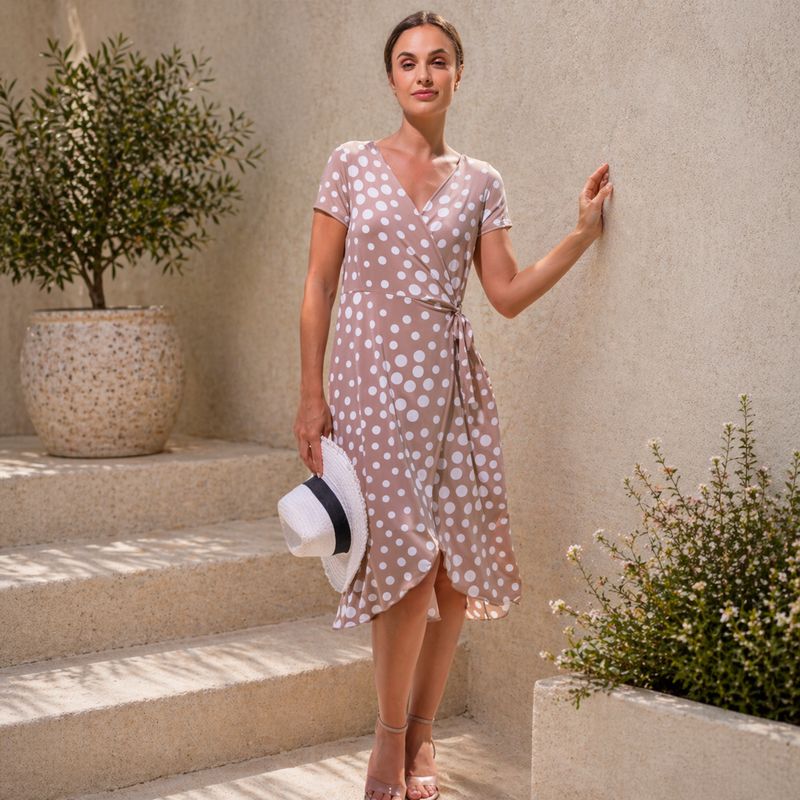 Barandi - Dune zomerkleed dames – jurk in viscose – luchtig &amp; soepel – wikkelstijl – zomerse print – elegant &amp; comfortabel