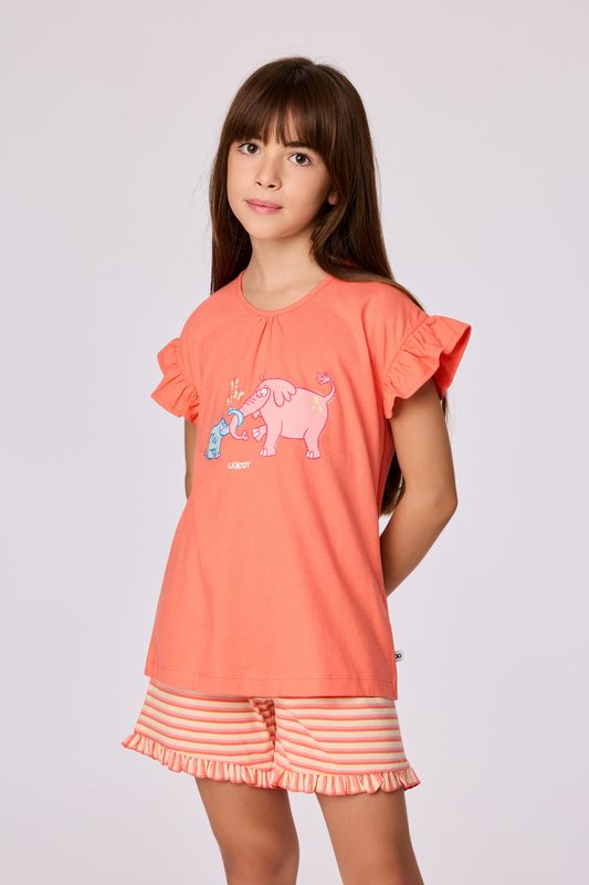 Woody - Meisjes/Dames pyjama - koraalrood