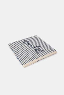 Woody - handdoek - donkerblauw gestreept