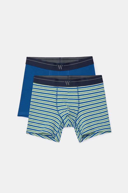 Woody - 2 pack Heren boxer - donkerblauw + streep