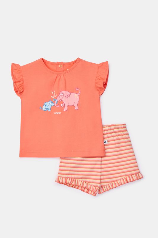 Woody - Baby pyjama meisjes - koraalrood