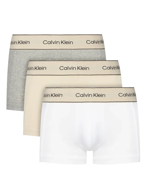 Calvin Klein  - 3-Pack Heren Trunks – Heritage Cotton – Grijs &amp; Wit – Comfort Stretch – Korte Pijp