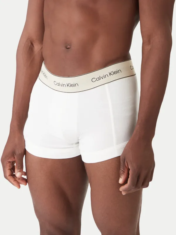 Calvin Klein  - 3-Pack Heren Trunks – Heritage Cotton – Grijs &amp; Wit – Comfort Stretch – Korte Pijp