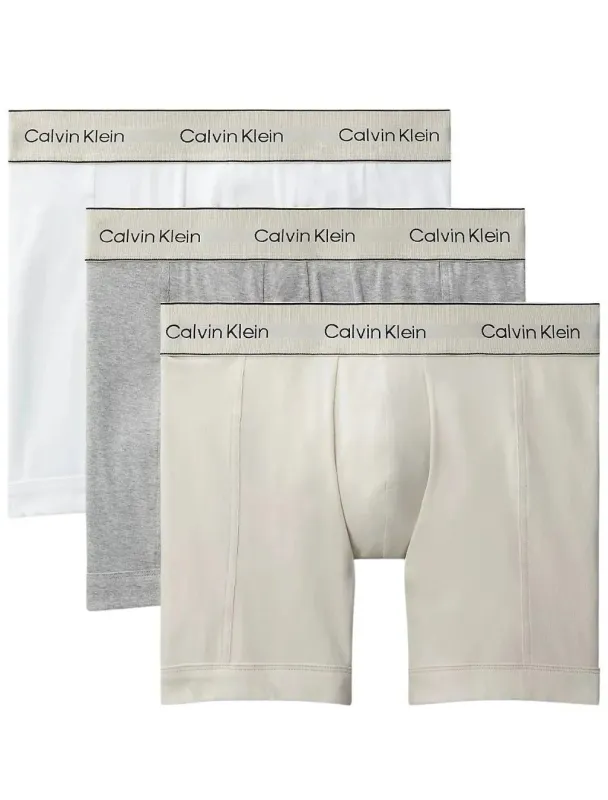 Calvin Klein  - 3-Pack Heren Boxershorts – Heritage Cotton – Grijs &amp; Wit – Comfort Stretch – Lange Pijp