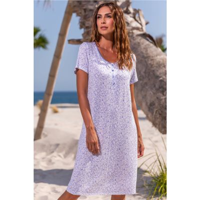 Barandi - Dames slaapkleed Bruna – lavendel nachthemd in luxe bamboe – 95% bamboe