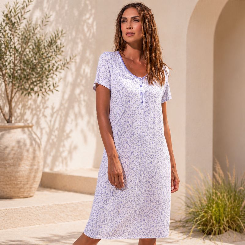 Barandi - Dames slaapkleed Bruna – lavendel nachthemd in luxe bamboe – 95% bamboe