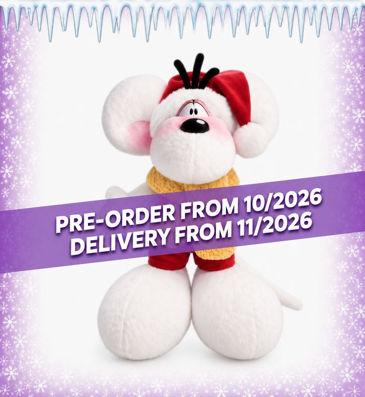 PRE-ORDER *** Diddl - Winter Edition 2026 - Diddl Christmas Plush Toy 30 cm – Soft Christmas Plush with Scarf (Release 15/11/26)