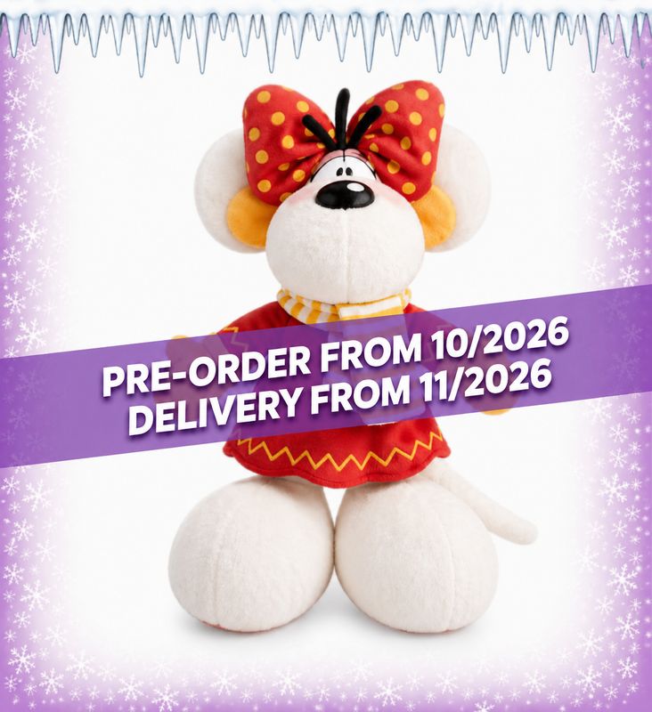 PRE-ORDER *** Diddl - Winter Edition 2026 - Diddlina Christmas Plush Toy 30 cm – Soft Plush Toy with Dress and Scarf (Release 15/11/26))