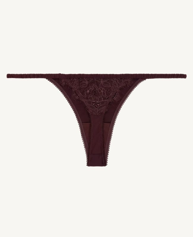 Love Stories - Roomservice String Bordeaux – Luxe Mid-Waist String met Kant