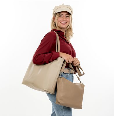 Emily &amp; Noah - Shopper "Eva" - Taupe - * REVERSIBLE *