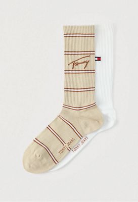 Tommy Jeans - Duopack Unisex Sokken - Sand/white  - Betoense streep