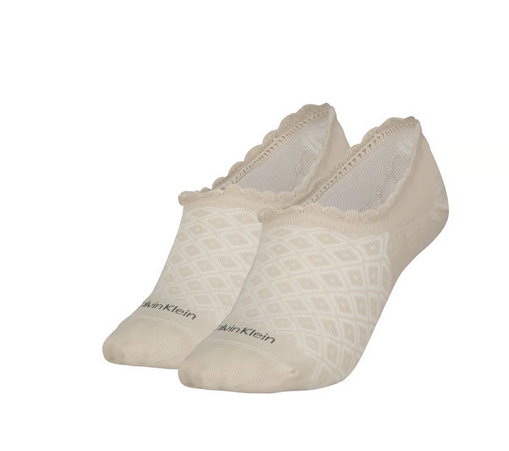 Calvin Klein  - 2 Pack Footie - High Cut - Diamond open work - Nude