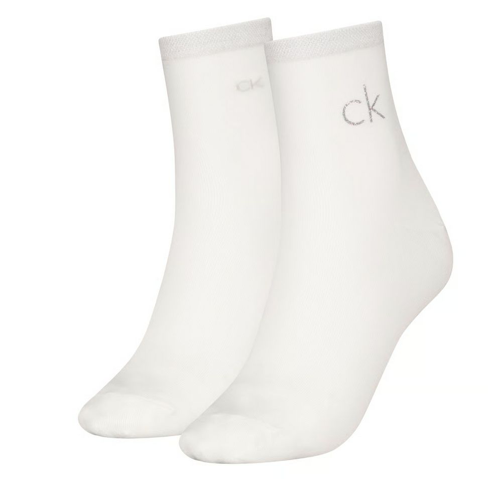 Calvin Klein  - 2 Pack kousen - Shiny logo - Wit