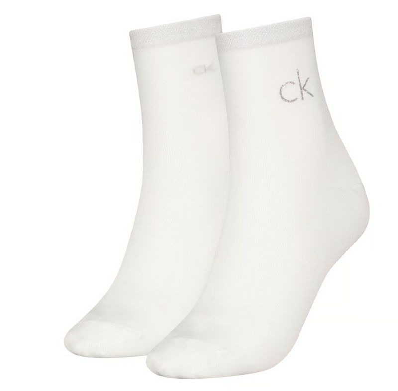 Calvin Klein  - 2 Pack kousen - Shiny logo - Wit