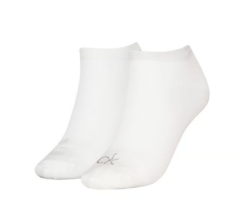 Calvin Klein  - 2 Pack Sneakersokken - Shiny logo - Wit