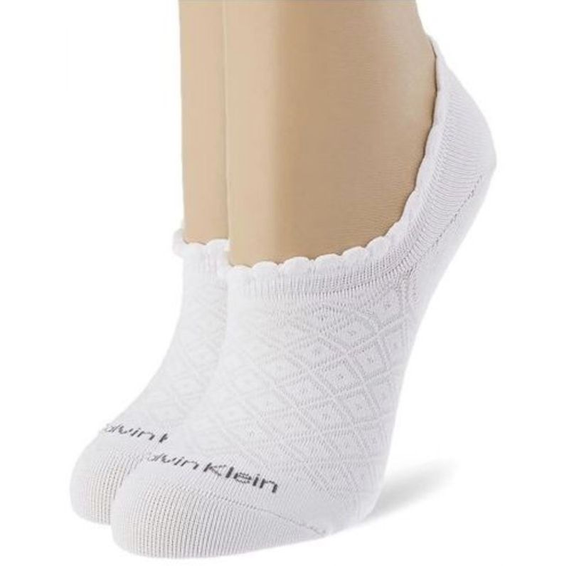 Calvin Klein  - 2 Pack Footie - High Cut - Diamond open work - Wit