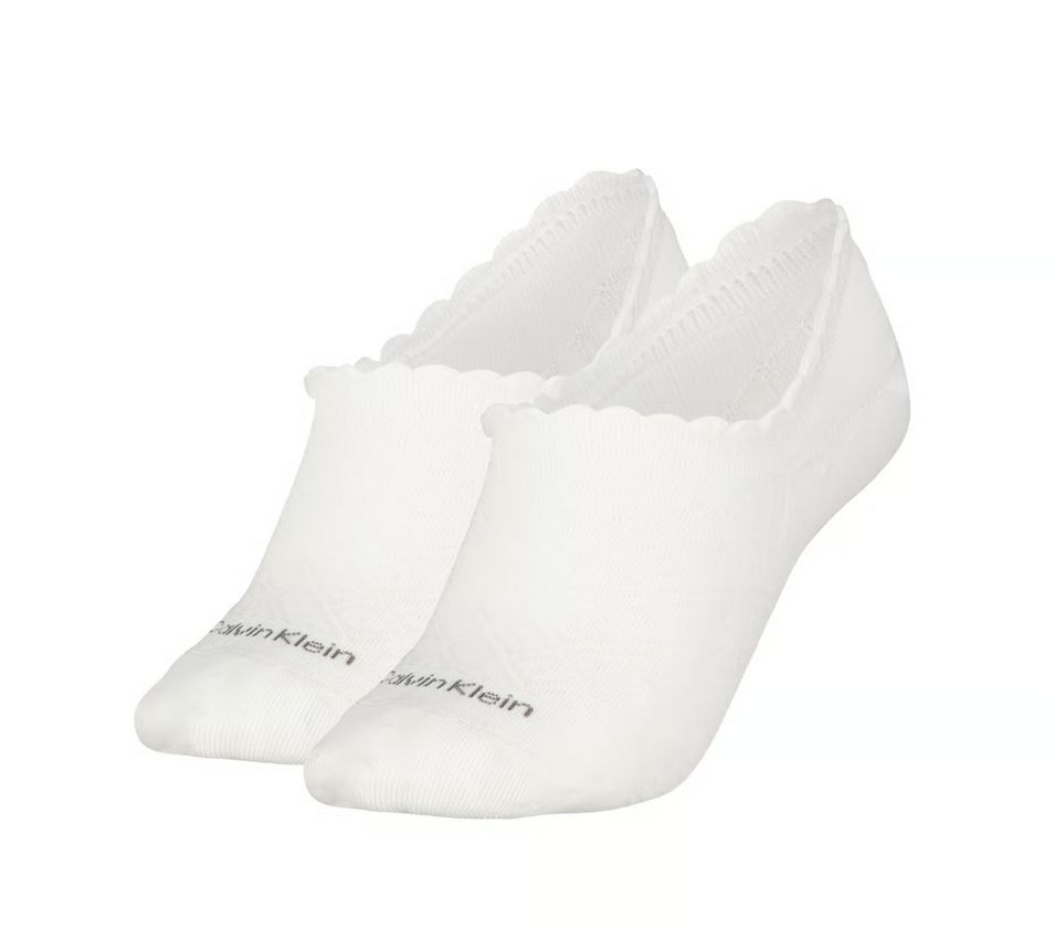 Calvin Klein  - 2 Pack Footie - High Cut - Diamond open work - Wit