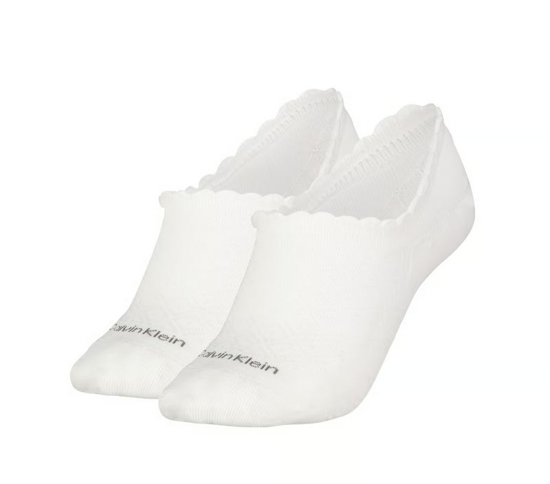 Calvin Klein  - 2 Pack Footie - High Cut - Diamond open work - Wit