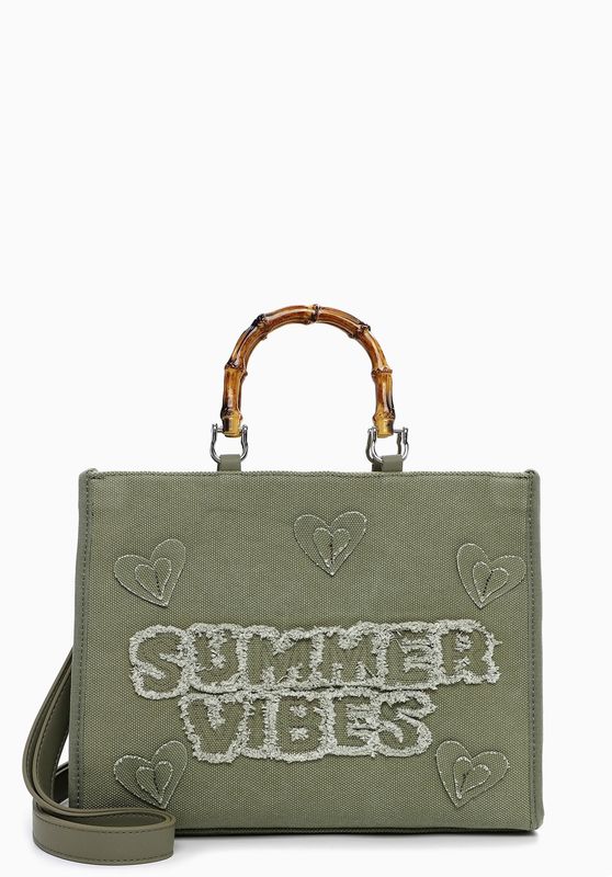 Emily &amp; Noah - Shopper "Joelle" medium - katoen, met middenvak - Khaki