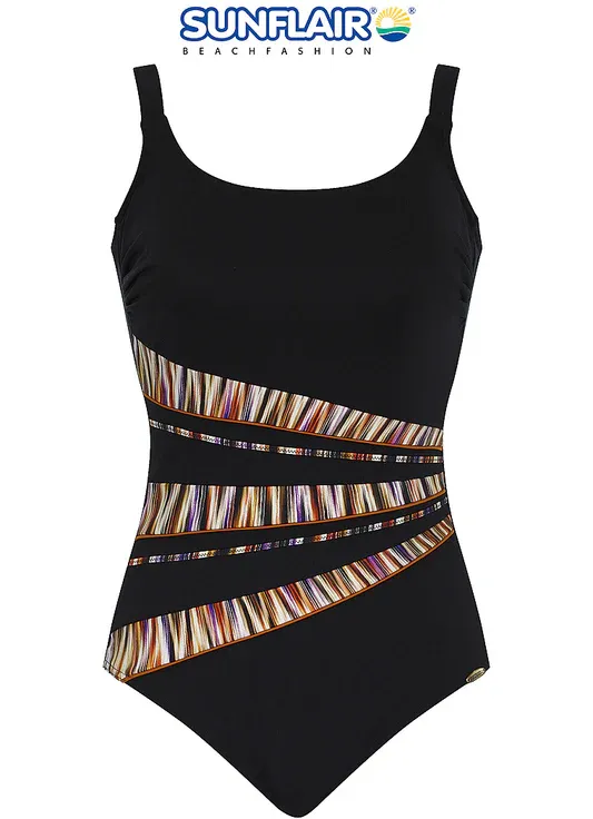 Sunflair Badpak - Zwart met Tailleaccent | Corrigerend &amp; Flatterend