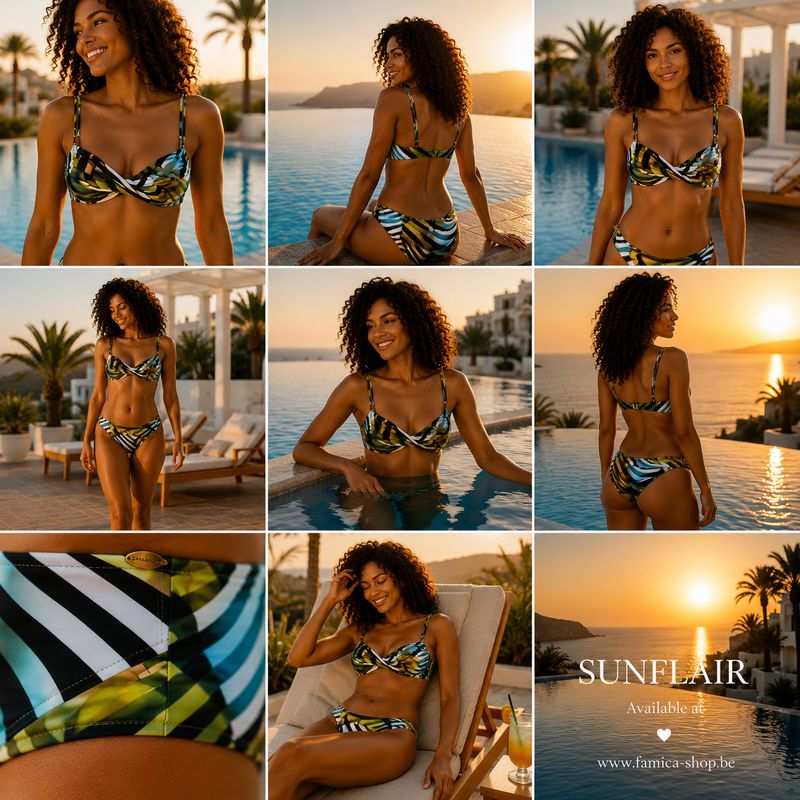 Sunflair - Beugelbikini Groen/Blauw Geometrische Print | Verstelbare Cups