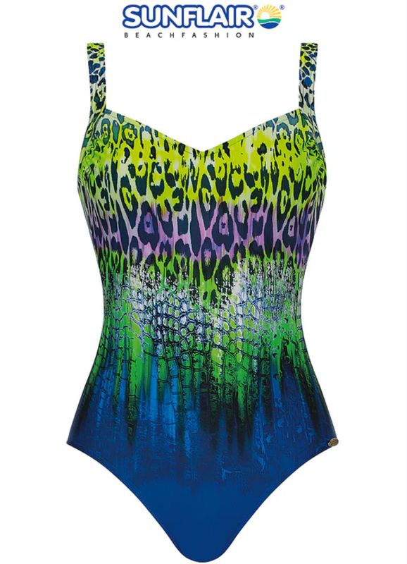 Sunflair - Badpak Donkerblauw/Groen | Soft Cups | Grote Cupmaten