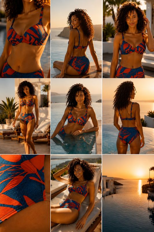 Sunflair - Bikini Rood-Blauw | Voorgevormde Volle Cup &amp; Taille Slip