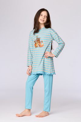 Woody - Meisjes/Dames Pyjama - Blauw Gestreept