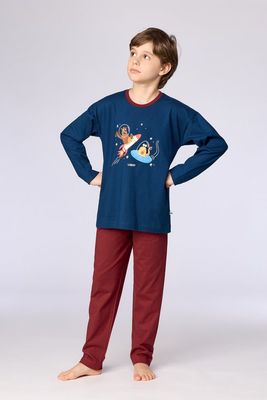 Woody - Heren Pyjama - Donkerblauw