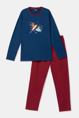 Woody - Heren Pyjama - Donkerblauw