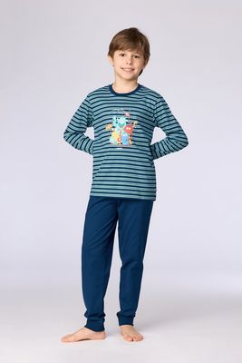 Woody - Jongens/Heren Pyjama - Blauw Gestreept