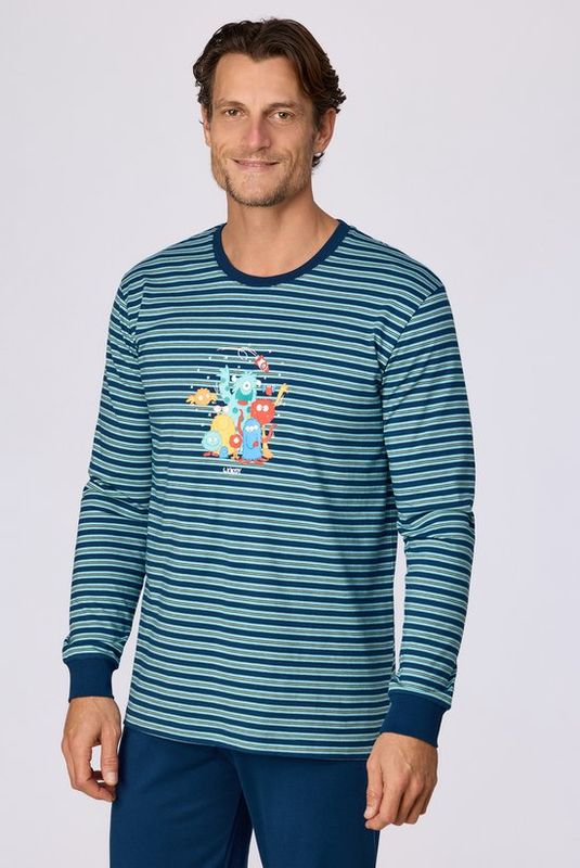 Woody - Jongens/Heren Pyjama - Blauw Gestreept