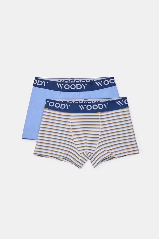 Woody - Duopack Jongens Boxershorts - Blauw + Streep