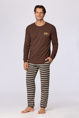 Woody - Herenpyjama - Bruin
