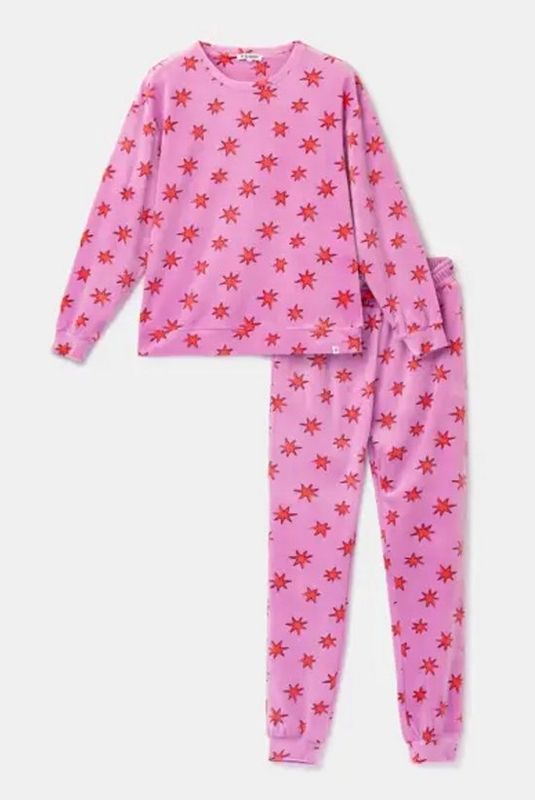 Woody - Meisjes/Dames Pyjama - Lila All-Over-Print Sterren