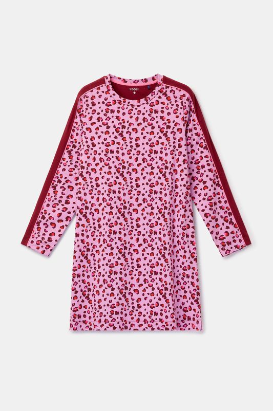 Woody - Dames Slaapkleedje - Roze Met Luipaardmotief