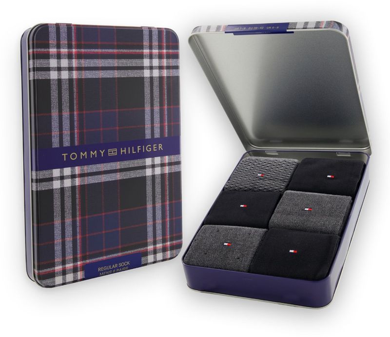 Tommy Hilfiger - Giftbox 6-Pack Herenkousen - Dark Grey Melange