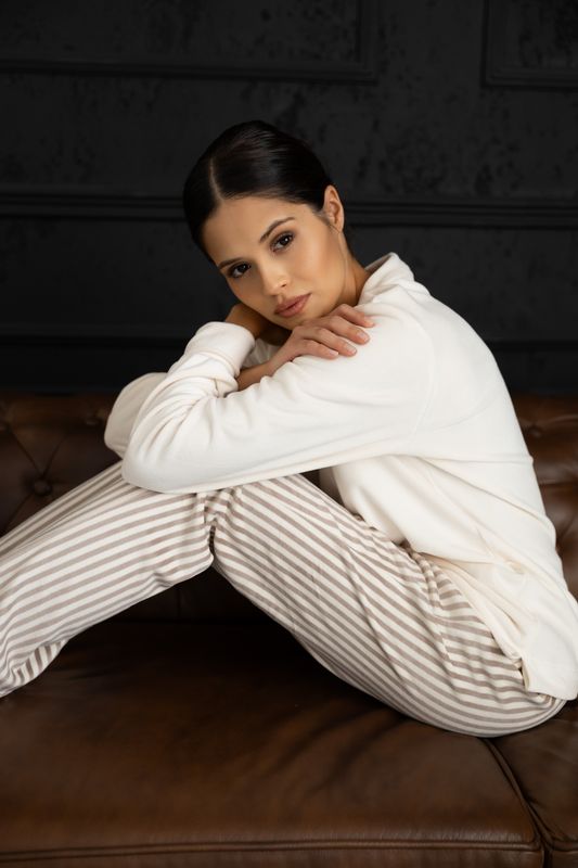 Sensis - Dames Pyjama / Homewear in streelzachte Fleece -  Nolia - Ecru