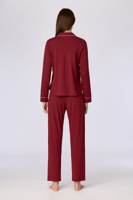 Woody - Dames Pyjama - Bordeaux