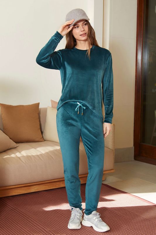 Barandi – Dames Homewear “Bibiana” – Donkergroen – Zachte Velourslook