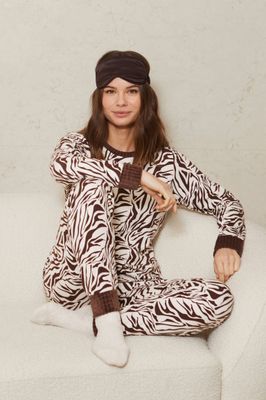 Barandi – Damespyjama “Ferrara” – Ecru/Bruin – Zebraprint