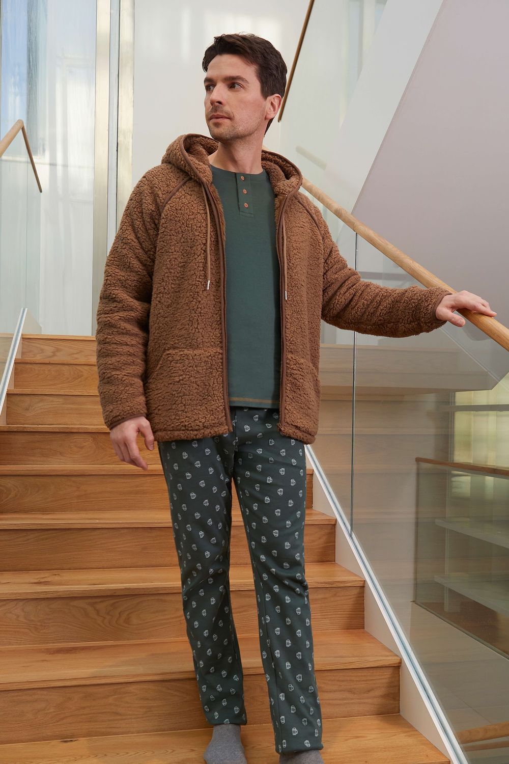 Barandi - Homewear Korte kamerjas met Rits en Kap