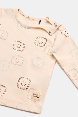 Woody - Baby Unisex Pyjama - Ecru met Koekjesprint