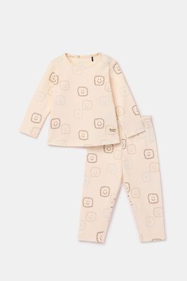 Woody - Baby Unisex Pyjama - Ecru met Koekjesprint