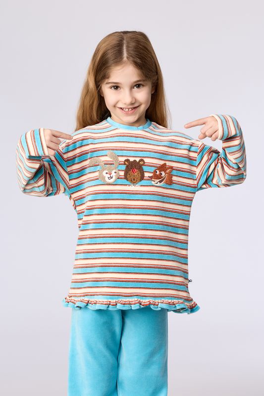 Woody - Meisjes Pyjama - Multicolor Gestreept
