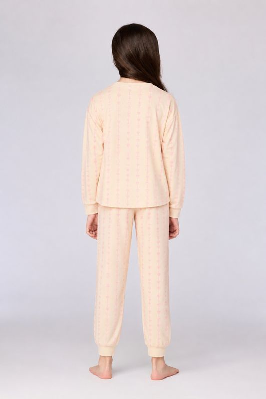 Woody - Unisex Pyjama - Ecru met Hartjes