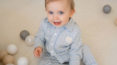 Woody - Baby Pyjama in Geweven Flanel - Lichtblauwe Ruit
