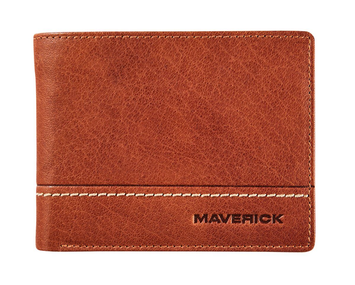 Maverick - Rough Gear - Lederen Billfold RFID met kleingeldvak - Cognac